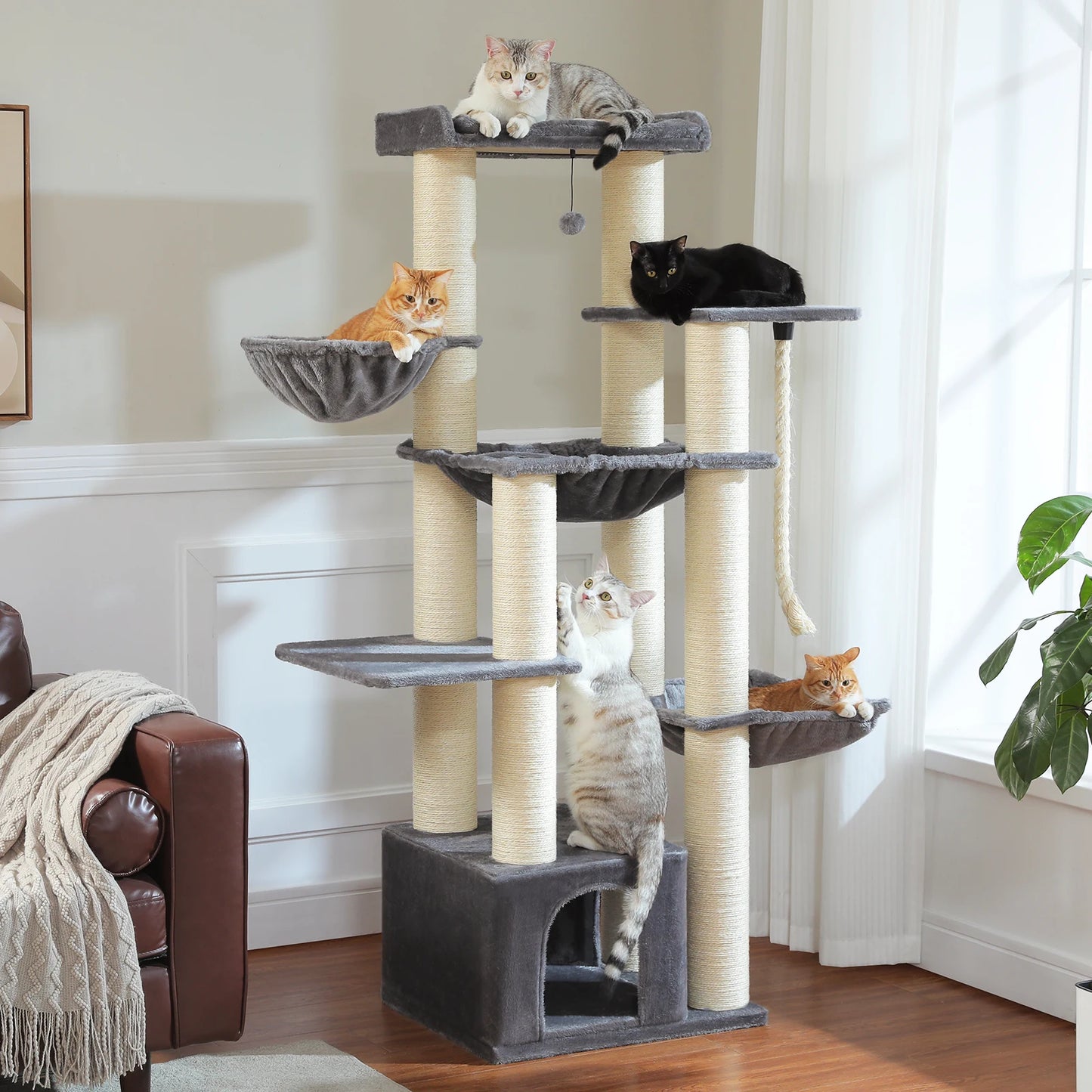 PAWZ Road Large Cat Tree With Hammock And Sisal Posts