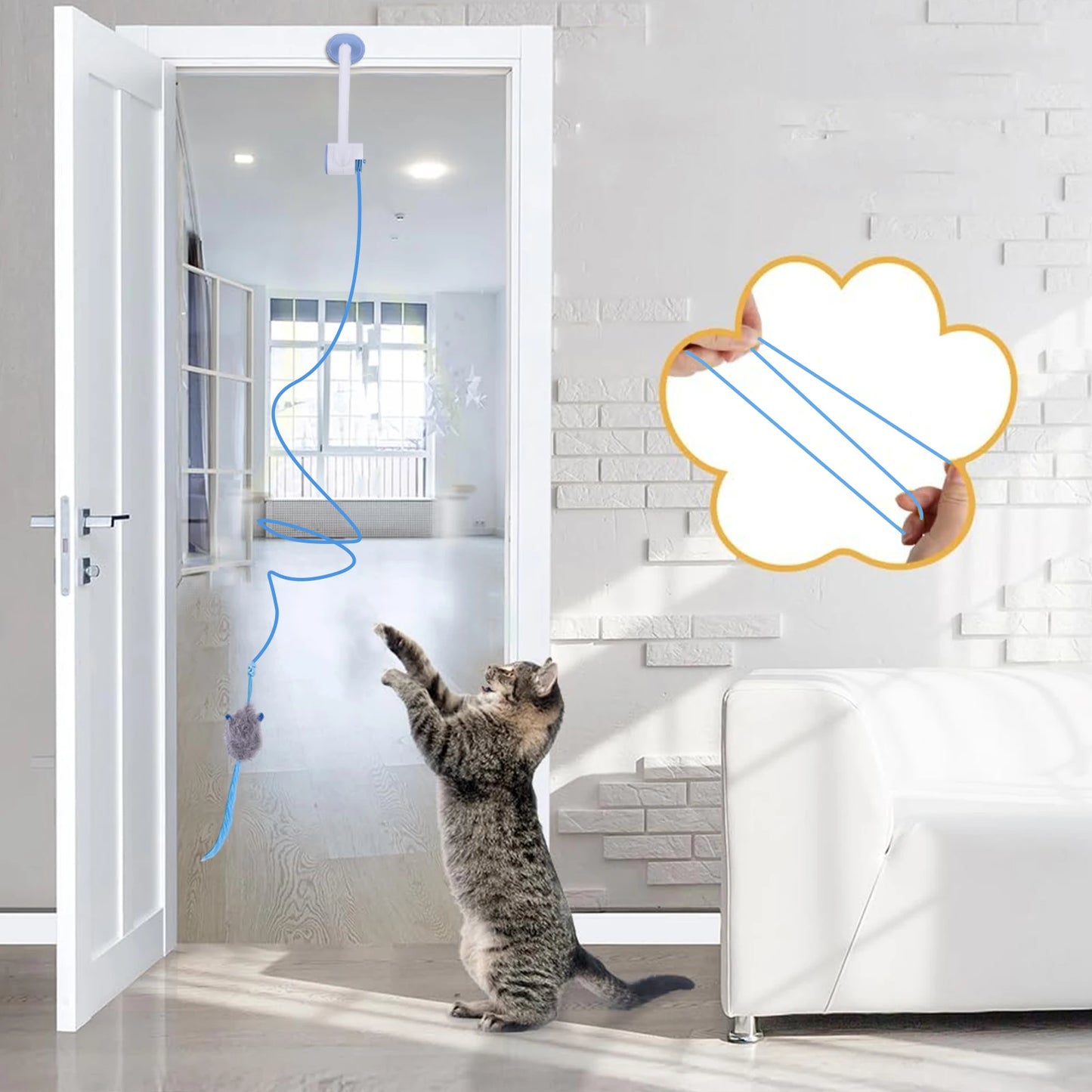 Shunmaii Automatic Retractable Hanging Cat Toy With 3 Catnip Mice