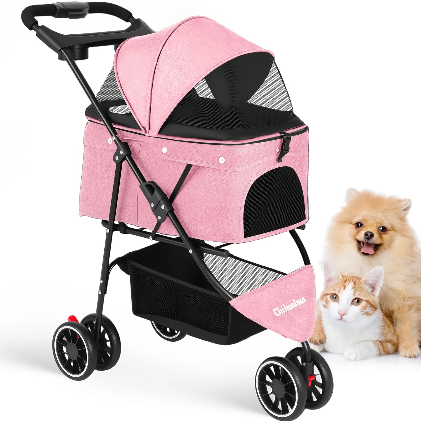 Chihuahua Pet Stroller For Small Cats And Dogs 3 Wheels