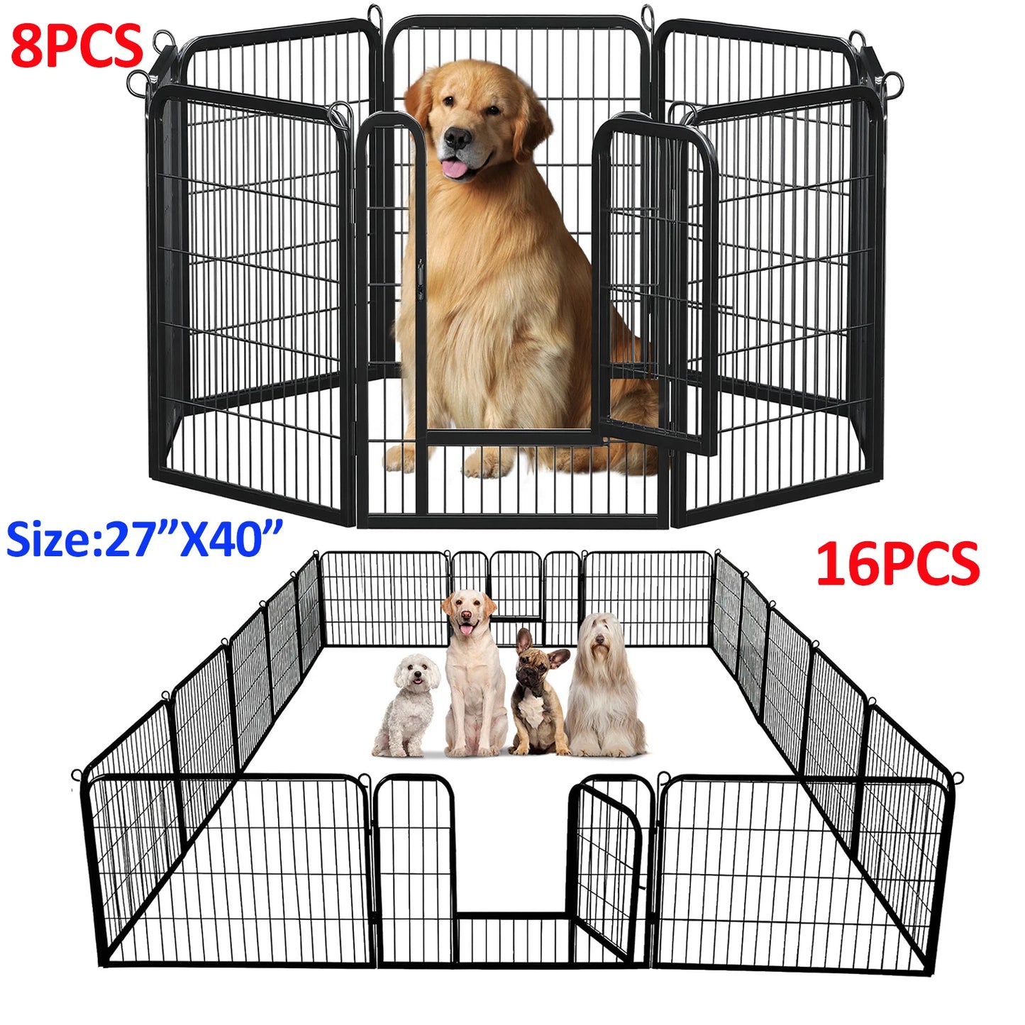 Iron Dog Playpen With Door Indoor Outdoor Foldable Fence