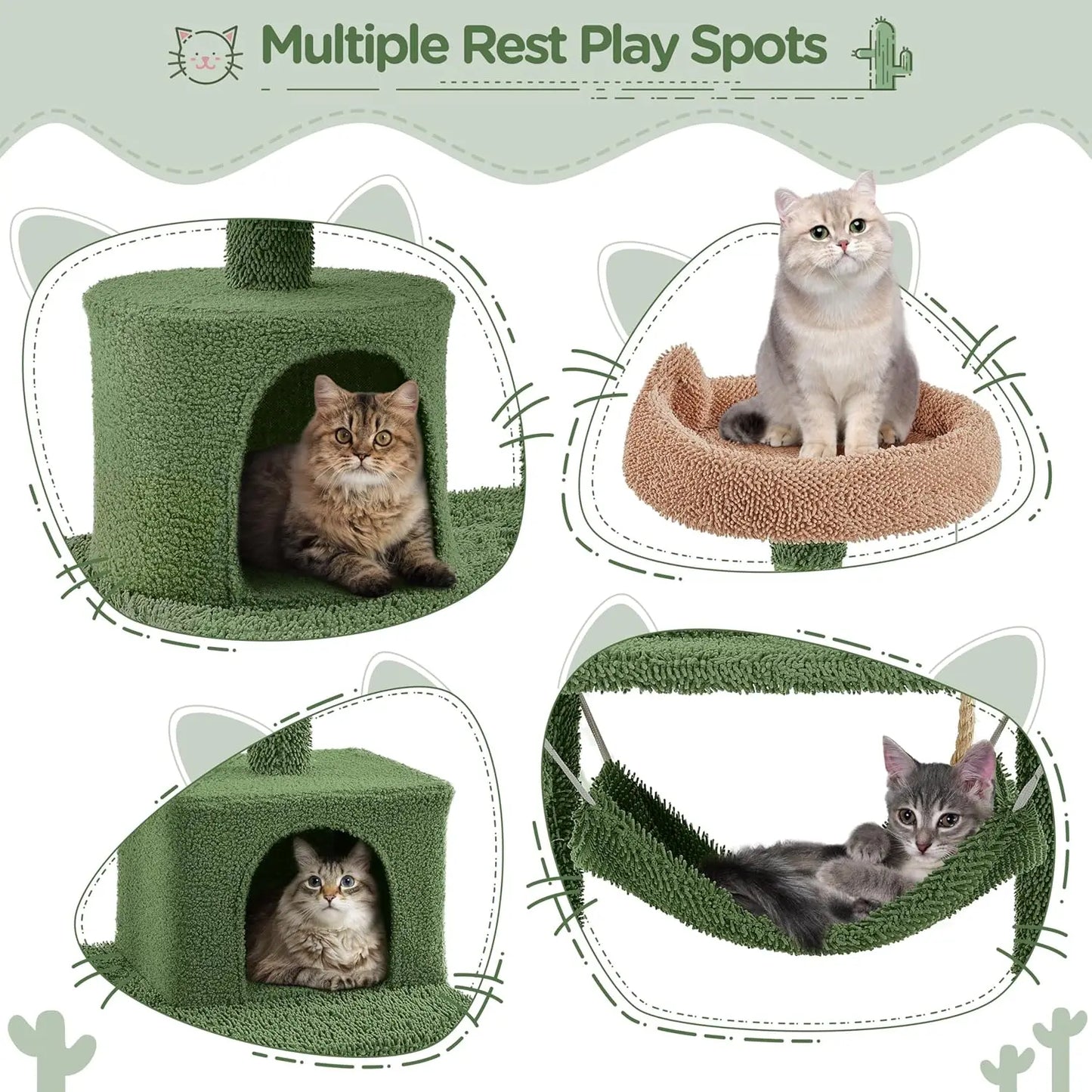 Indoor Cat Tree With Scratching Posts Hammock And Dangling Ball