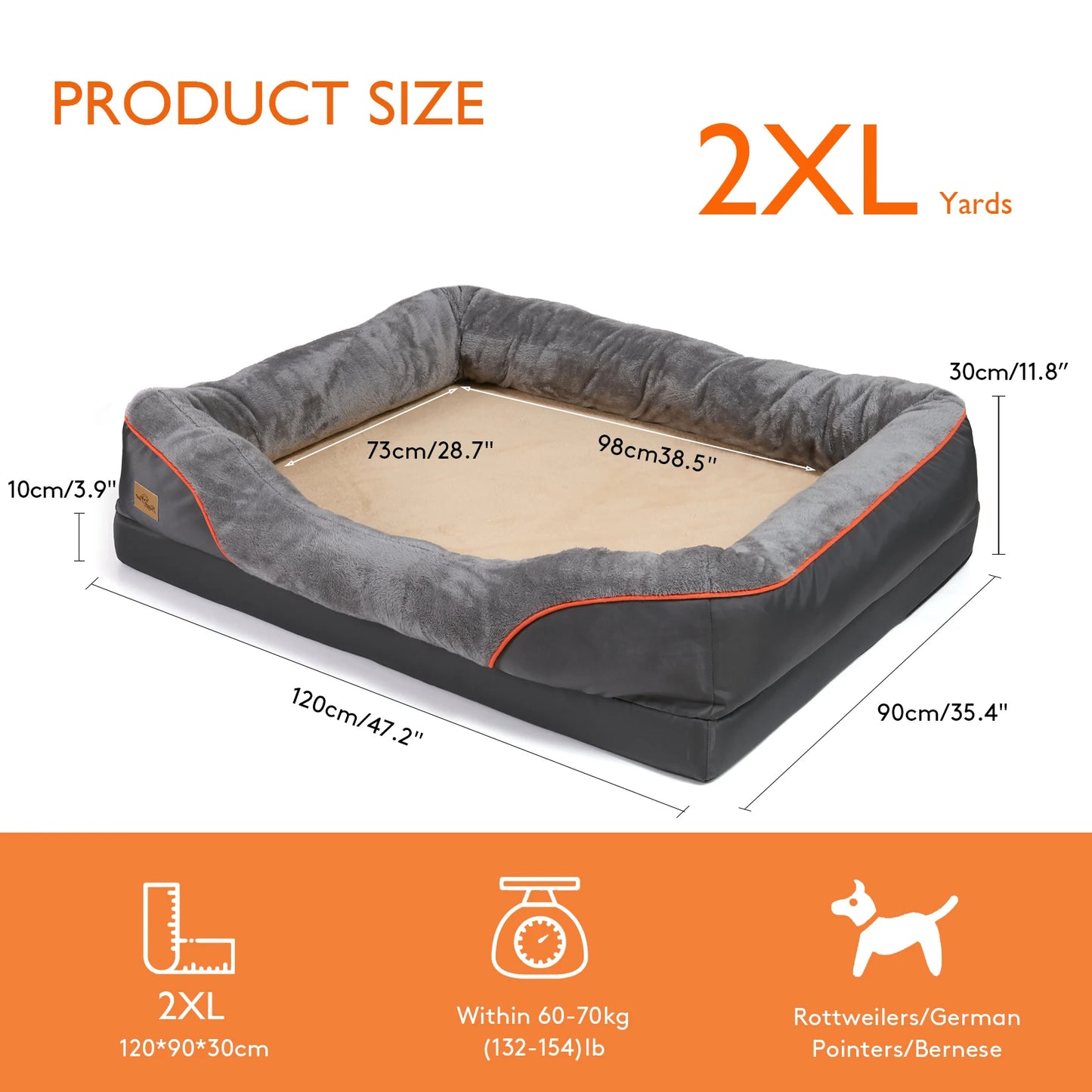 BINGOPAWCN Dog Bed Anti Allergy Fleece Waterproof Removable Cover Washable