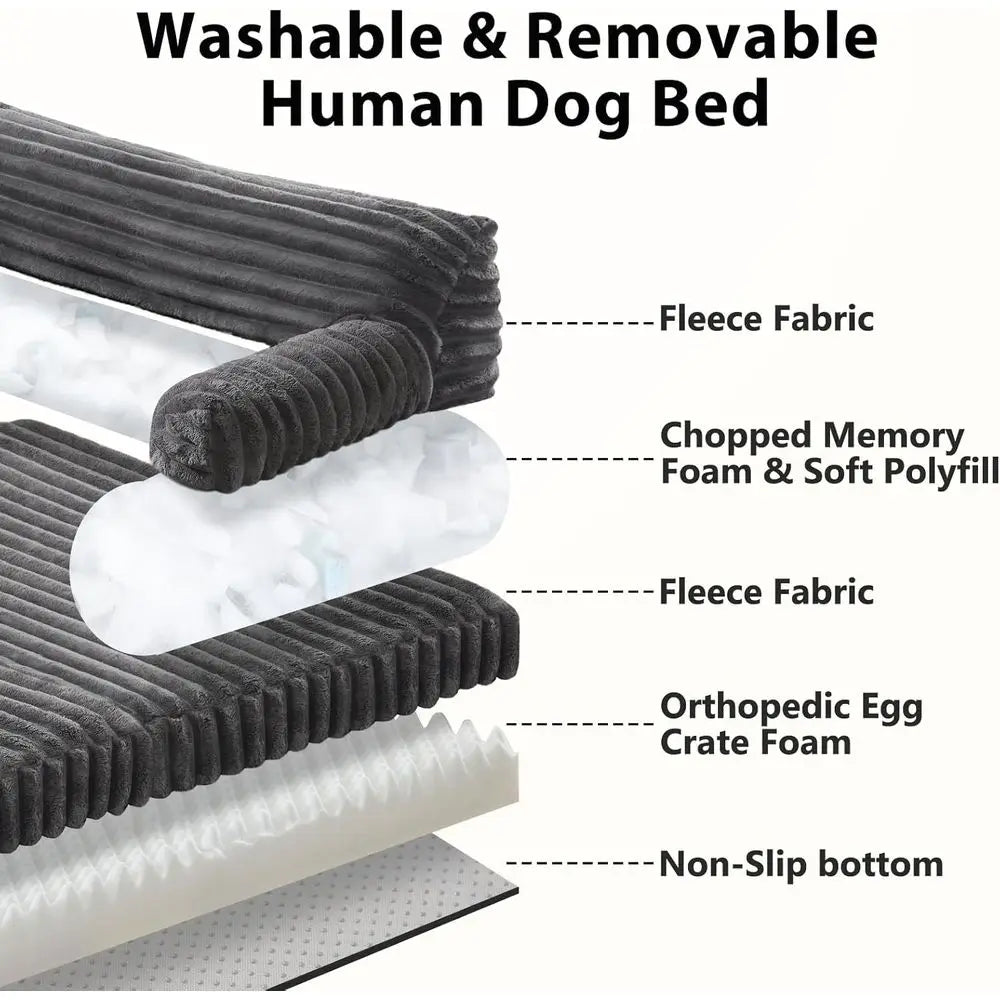 Orthopedic Memory Foam Dog Bed Washable Cover Non Slip Base
