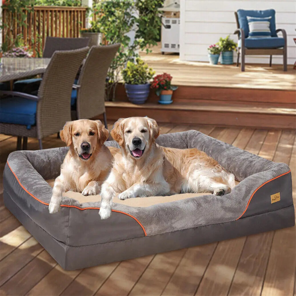BINGOPAWCN Orthopedic Memory Foam Dog Bed With Quilted Bolsters