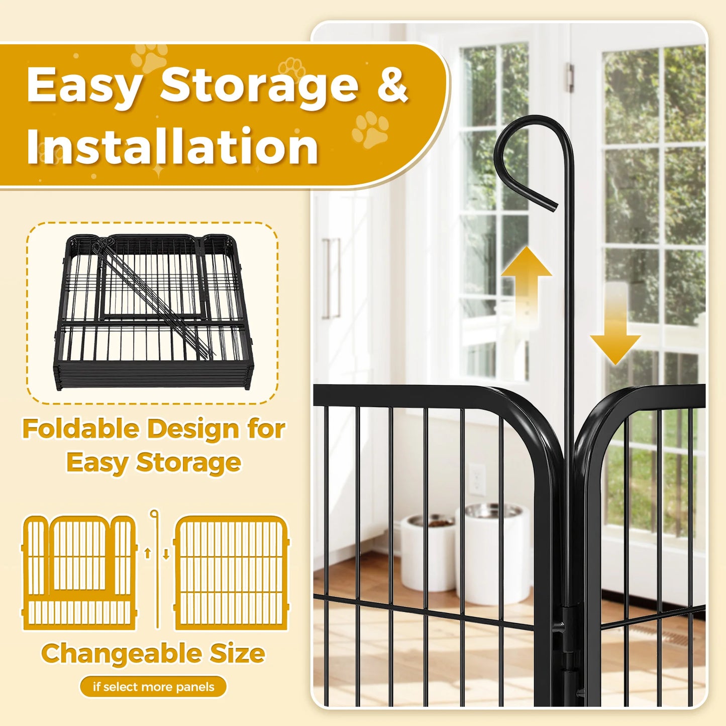 Iron Dog Playpen With Door Indoor Outdoor Foldable Fence