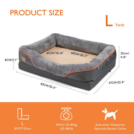 BINGOPAWCN Dog Bed Anti Allergy Fleece Waterproof Removable Cover Washable