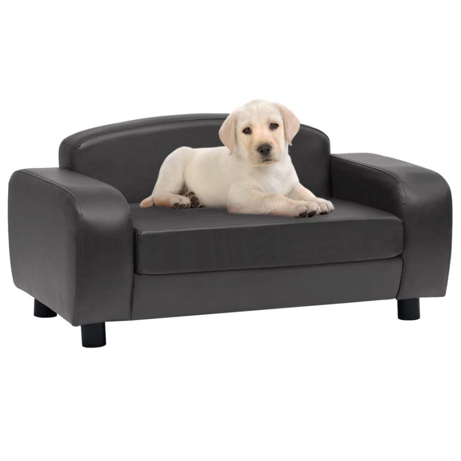 vidaXL Dog Sofa Dark Gray 31.5"x19.7"x15.7" Faux Leather