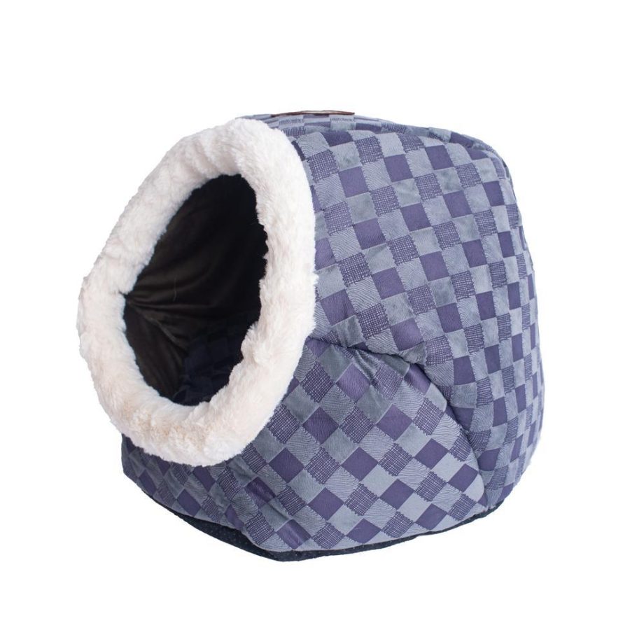 Armarkat Cuddle Cave Cat Bed C44 For Cats & Puppy Dogs, Blue Checkered