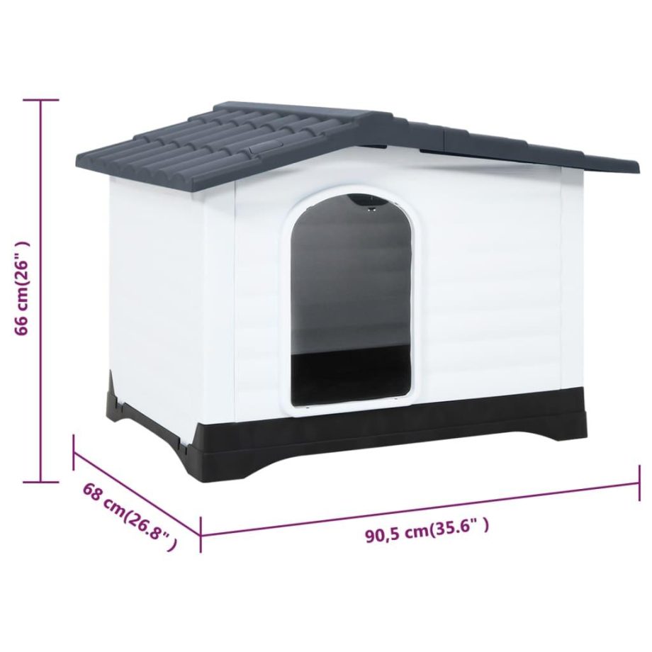 vidaXL Dog House Grey 90.5x68x66 cm Polypropylene