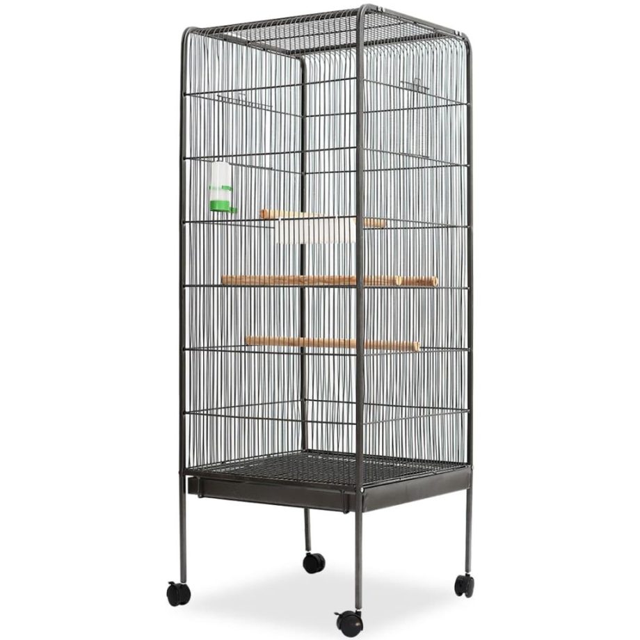 vidaXL Bird Cage Black 54x54x146 cm Steel