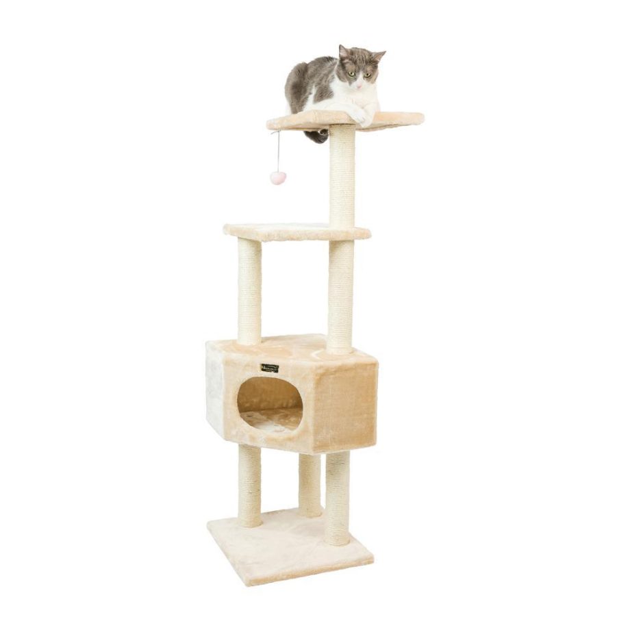 Armarkat 3 Tier Real Wood Cat Tree, Armarkat Scratch furniture A5201, Beige