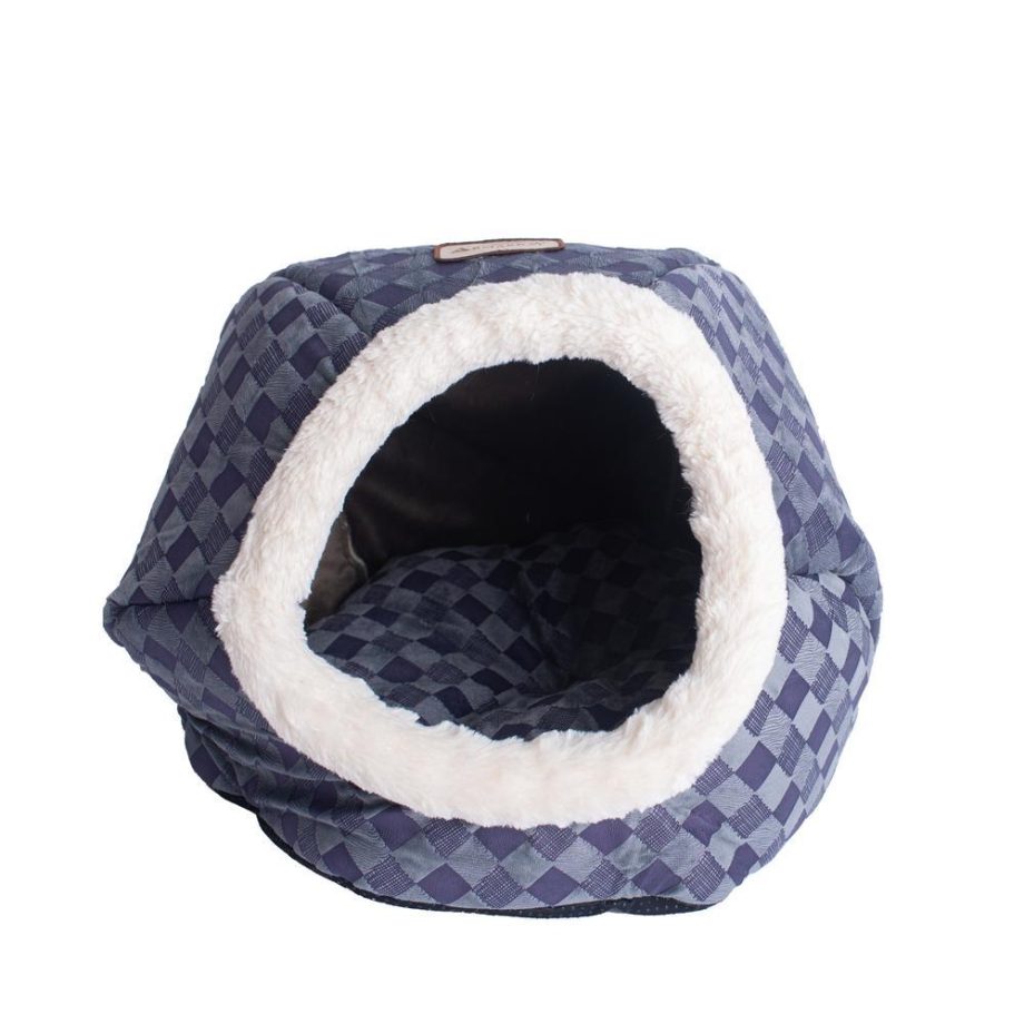 Armarkat Cuddle Cave Cat Bed C44 For Cats & Puppy Dogs, Blue Checkered