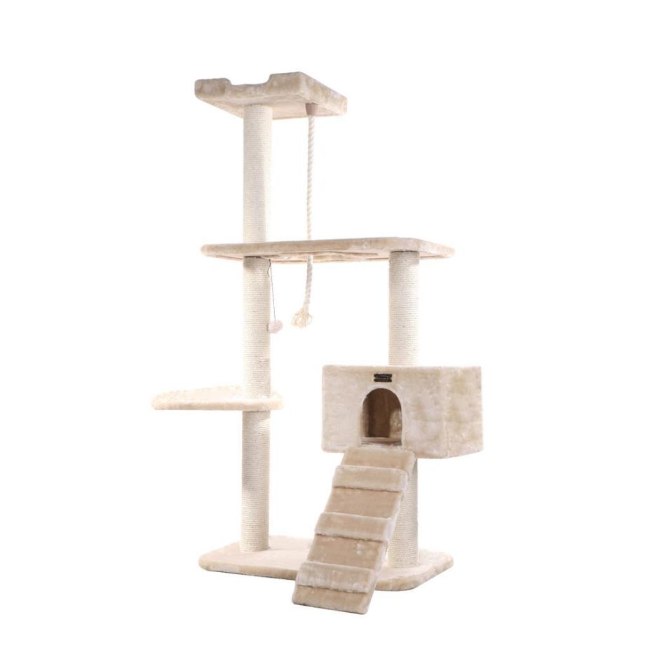 Armarkat Natural Sisal Real Wood Scratching Cat Tree 58 Height Beige A5801