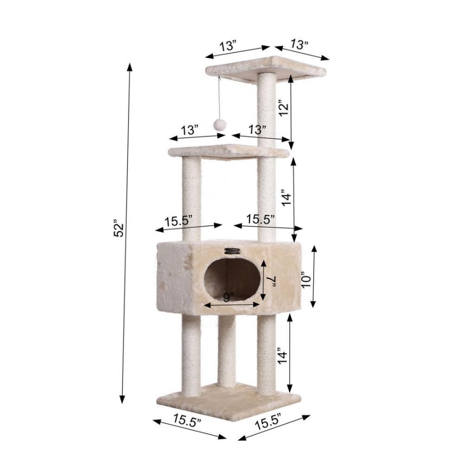 Armarkat 3 Tier Real Wood Cat Tree, Armarkat Scratch furniture A5201, Beige